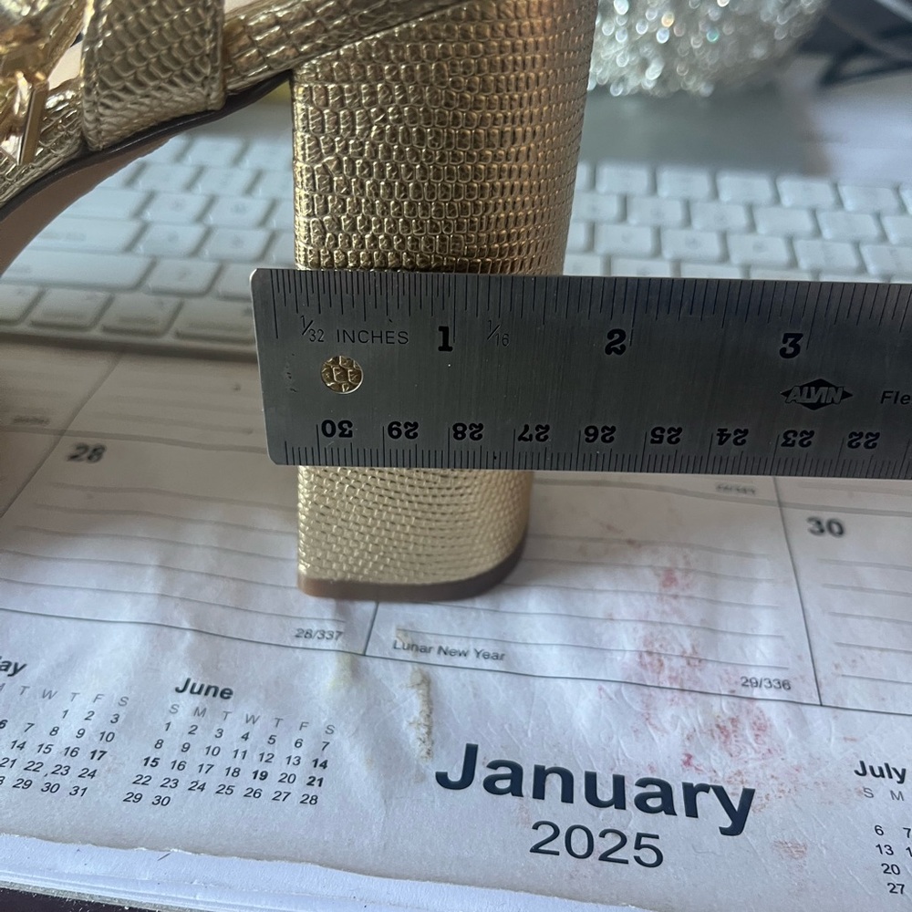 Vince Camuto Gold Metallic Heels with Ankle Strap - Picture 14 of 14